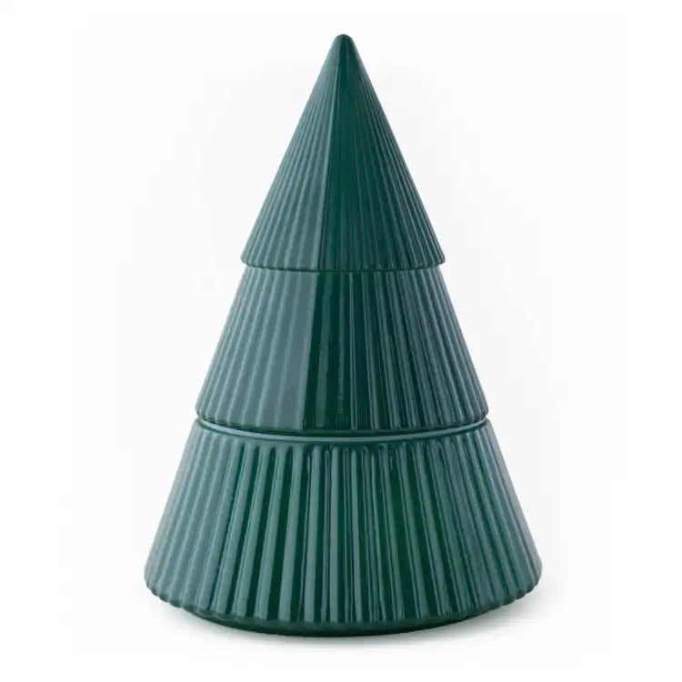 Green Glass Tree Candle