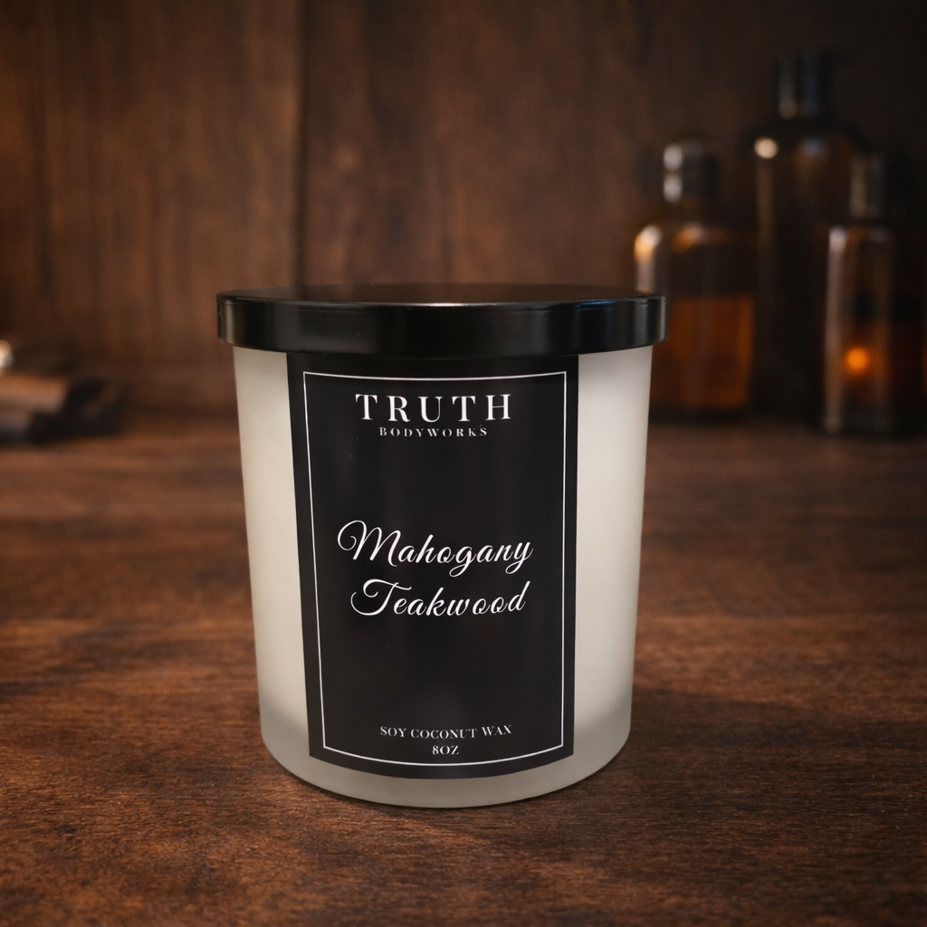 Mahogany Teakwood hand-poured coconut soy candle – Truth Bodyworks