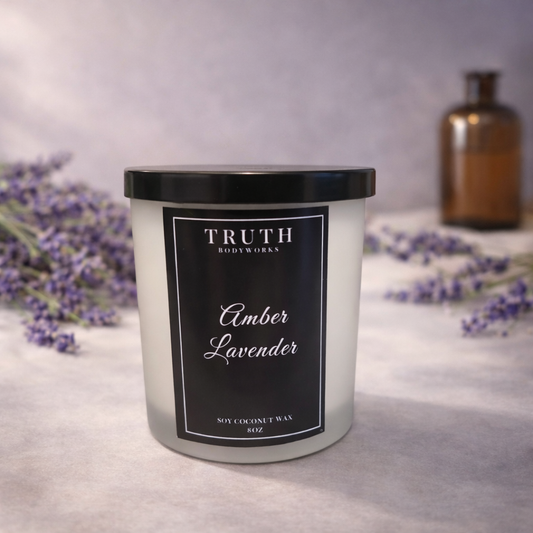 Amber and Lavender hand-poured coconut soy candle – Truth Bodyworks