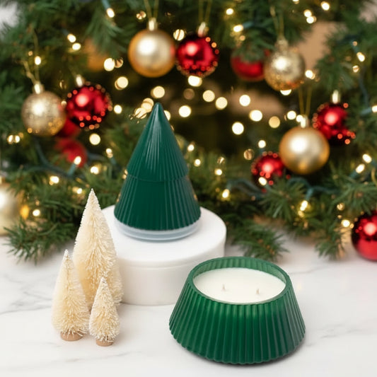 Green Glass Tree Candle