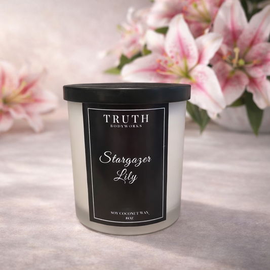 Stargazer Lily hand-poured coconut soy candle – fresh floral scent – Truth Bodyworks