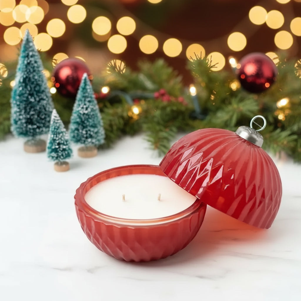 Red Glass Ornament Candle